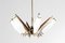 Lámpara de araña italiana de vidrio opalino y madera atribuida a Stilnovo, años 60, Imagen 8