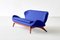 Blue Raf Simons Fabric & Walnut Sofa by Luigi Tiengo for Cimon, 1963 8