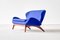 Blue Raf Simons Fabric & Walnut Sofa by Luigi Tiengo for Cimon, 1963, Image 5