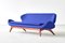 Blue Raf Simons Fabric & Walnut Sofa by Luigi Tiengo for Cimon, 1963 4