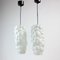 Czech White Opaline Glass Bubble Pendants Lamps, 1960s, Set of 2 6