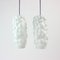 Czech White Opaline Glass Bubble Pendants Lamps, 1960s, Set of 2 8
