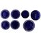 Plates and Bowls in Dark Blue Art Glass by William Steberg for Gullaskuf, 1960s, Set of 7, Image 1