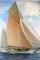 Sailing Ship with White Sails Oil on Board, 1950s, Image 4
