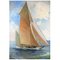 Sailing Ship with White Sails Oil on Board, 1950s 1