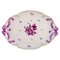 Großes Herend Serviertablett aus handbemaltem Porzellan mit violetten Blüten und Schleifen 1