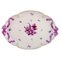 Large Herend Serving Tray in Hand Painted Porcelain with Purple Flowers and Ribbons, Image 1