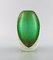 Italian Murano Vase in Green Mouth-Blown Art Glass with Bubbles, 1960s 2