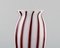 Murano Vase on Foot with Cherry Colored Stripes in Mouth Blown Art Glass, 1960s 2