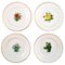Antique Flat Plates in the Style of Flora Danica for Royal Copenhagen, Set of 4 1