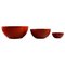 Finnish Red Bowls in Enameled Metal by Kaj Franck, 1950s, Set of 3 1