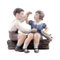 Figurine No. 1214 Girl and Boy with Ship Vintage par Dahl Jensen 1