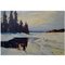 Paysage d'Hiver avec Huile de Forêt sur Toile par Axel Lind, 20ème Siècle 1