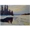 Winter Landscape with Forest Oil on Canvas by Axel Lind, 20th Century, Image 1