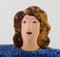Figurine of Sitting Woman in Blue with Golden Rooster by Lisa Larson 4