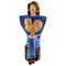 Figurine of Sitting Woman in Blue with Golden Rooster by Lisa Larson 1