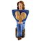 Figurine of Sitting Woman in Blue with Golden Rooster by Lisa Larson, Image 1