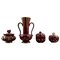 Collection of Red Rubin Pottery with Red Glaze and Gold by Arthur Percy for Upsala-Ekeby, Set of 4 1