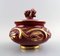 Collection of Red Rubin Pottery with Red Glaze and Gold by Arthur Percy for Upsala-Ekeby, Set of 4 3