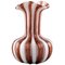 Mouth Blown Brown and White Striped Murano Art Glass Zanfirico Vase, 1960s 1