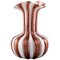 Mundgeblasene Zanfirico Vase aus braunem und weiß gestreiftem Muranoglas aus Kunstglas, 1960er 1