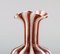 Mouth Blown Brown and White Striped Murano Art Glass Zanfirico Vase, 1960s 2