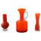 Brocca e due vasi in vetro arancione, anni '60, set di 3, Immagine 1