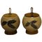 Art Deco Craquelé Vases with Lids in Wood and Silver from Bing & Grondahl, 20th Century, Set of 2 1