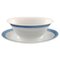 Vintage Blue Fan Porcelain Oval Sauce Boat on Base from Royal Copenhagen, Set of 2 1