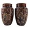 Large Longchamp Majolica Vases in Reddish Brown Glaze, 1920s, Set of 2, Image 1