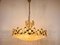 Lámpara de araña alemana de latón dorado y cristal de Palwa, años 60, Imagen 2