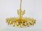 German Golden Gilded Brass and Crystal Glass Chandelier from Palwa, 1960s 4