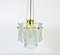 Large Mid-Century Two-Tier Brass and Ice Glass Chandelier from Limburg, 1960s, Image 3