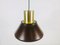 Brown Metal and Brass Pendant Lamp from Fog and Morup, 1970s 4