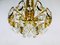 Lámpara de araña alemana de latón dorado y cristal de Palwa, años 60, Imagen 9