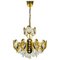 German Gilded Brass and Crystal Glass Chandelier from Palwa, 1960s 1