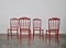 Chaises de Salle à Manger Chiavarine Laquées Rouge et Dorée, Italie, 1950s, Set de 4 2