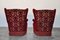 Mid-Century Italian Red Damask Velvet Lounge Chairs, 1950s, Set of 2, Image 3