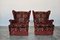 Mid-Century Italian Red Damask Velvet Lounge Chairs, 1950s, Set of 2 1