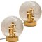 Space Age Brass and Blown Glass Chandeliers by Doria Leuchten Germany, Set of 2 8