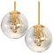 Space Age Brass and Blown Glass Chandeliers by Doria Leuchten Germany, Set of 2, Image 1