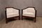 Art Deco Mahogany and White Velvet Armchairs, 1940s, Set of 2 6