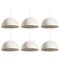 Dutch Space Age White Metal Pendant Lights from Raak, 1960s, Set of 6 1