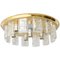 Iced Glass and Brass Flush Mount Light by Doria, 1970s, Image 1