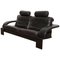 Large Mid-Century Italian Black Leather Lounge Sofa, 1980s 1