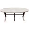 Brutalist Wrought Iron Travertine Oval Top Coffee Table, 1960s 1