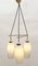 Italian Opaline Glass and Brass Triangle Ceiling Lamp, 1950s 8