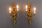 Rococo Style Carved and Polychrome Painted Wooden Sconces, 1930s, Set of 2 2