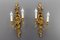Rococo Style Carved and Polychrome Painted Wooden Sconces, 1930s, Set of 2 1
