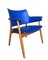 Swedish Blue Leatherette Armchairs, 1960s, Set of 2 1